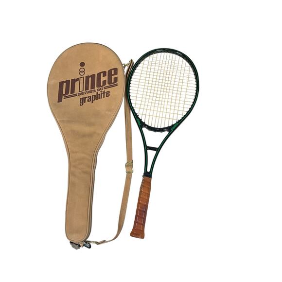 Vintage Prince Graphite Tennis Racquet with Original Leather Case Collectible - Picture 1 of 16